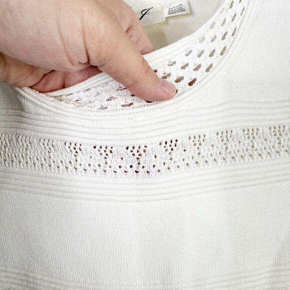 Eliza J Pointelle Knit Ruffle Hem Dress Ivory Petite Size Small NEW Textured - Picture 5 of 16